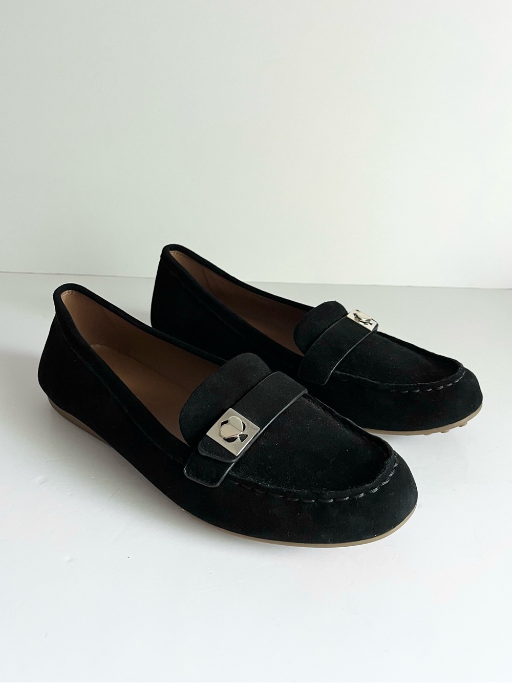 Kate Spade Camellia Suede Driving Loafers Size 9.5B Black